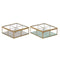 Doos-Juwelenkistje DKD Home Decor Groen Lichtgrijs Metaal Kristal 15 x 15 x 5,5 cm (2 Stuks)