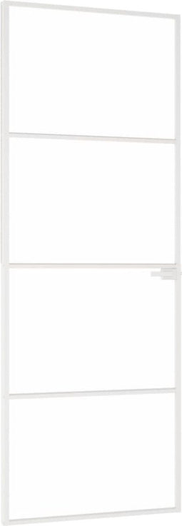 vidaXL - Binnendeur - 76x201,5 - cm - gehard - glas - en - aluminium - smal - wit