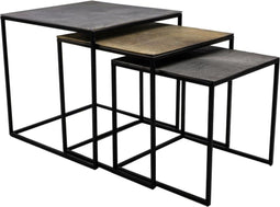 HSM Collection Salontafel Fletcher Vierkant - 48x48x45 - Zilver/Goud/Grijs - Aluminium/Ijzer
