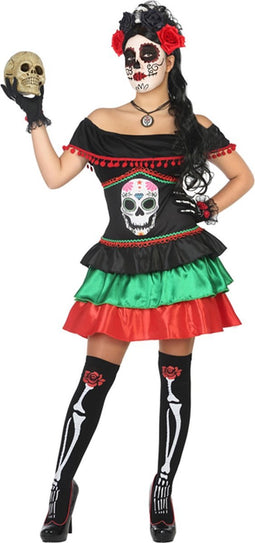 Dia de los Muertos jurk voor dames - Volwassenen kostuums