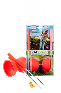 Diabolo rubber met metalen stokjes fluor rood