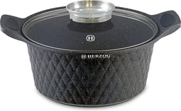 Diamond Line Die Cast Kookpan- 32cm (9.7L) - Minder Olie, Meer Kookgemak - Vaatwasserbestendig - Marmeren Coating, Diamantvorm - Inductie - 35% Energiebesparing -Geschikt voor Inductie, Gas, Keramiek, Elektrisch