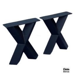 Diamond X tafelpoot metaal eetkamerbank 35x8x40 cm set