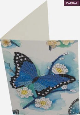 Diamondpainting Crystal Art Kaart Blauwe vlinder 10x15cm