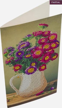 Diamondpainting Crystal Art Kaart Bloemenvaas 11x22cm