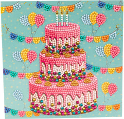 Diamondpainting Crystal Art Kaart cake 18x18cm
