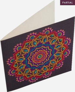 Diamondpainting Crystal Art Kaart Paarse Mandala 18x18cm