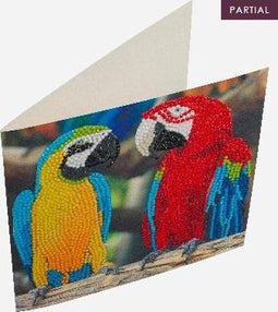Diamondpainting Crystal Art Kaart Papegaaienvrienden 18x18cm