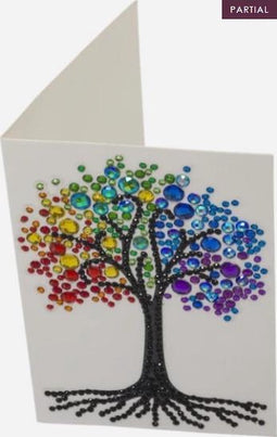 Diamondpainting Crystal Art Kaart Regenboogboom 10x15cm