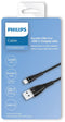 Philips DLC5206A - USB Kabel 2.0 - USB-A naar USB-C - 2 Meter - Gevlochten Nylon - Zwart