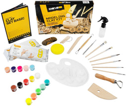 DIBYS BOETSEERSET BASIC VOOR KINDEREN WITTE KLEI + GEREEDSCHAP