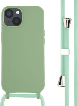 iMoshion Hoesje Geschikt voor iPhone 13 Hoesje Met Koord - iMoshion Siliconen hoesje met koord - Groen
