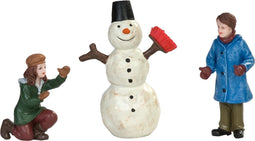 Dickensville Kerst Decoratie Figuren - Kinderen Maken Sneeuwpop - 3 Figuren