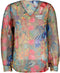 DIDI Dames Blouse chiffon Beau in Aloe Green with Bird garden print maat 42