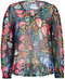 DIDI Dames Blouse chiffon Beau in dark blue with Bird garden print maat 44