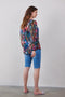 DIDI Dames Blouse chiffon Beau in dark blue with Bird garden print maat 38