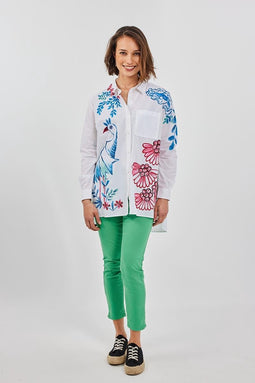 DIDI Dames Blouse handpainted Craft in birdgarden maat 44