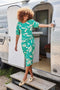 DIDI Dames Dress Bowy in green with Island print maat 36