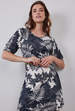 DIDI Dames Dress Bowy in offwhite with Floret print. maat 40