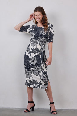 DIDI Dames Dress Bowy in offwhite with Floret print. maat 46