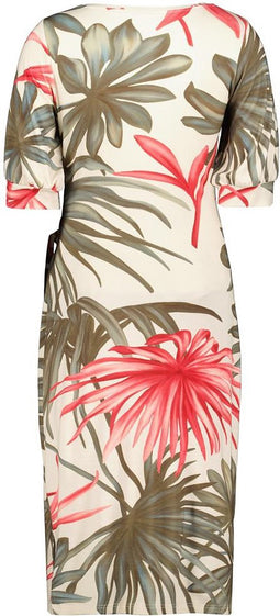 DIDI Dames Dress Bowy in offwhite with Yucca print. maat 46