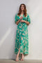 DIDI Dames Dress Dawn in green with Island print maat 48