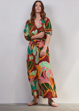 DIDI Dames Dress Dawn in offwhite with Seasons print maat 42