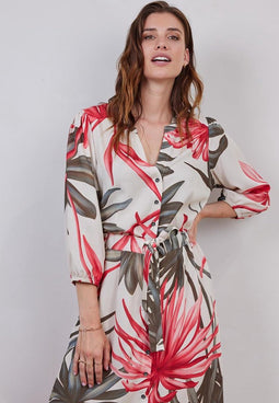 DIDI Dames Dress Dawn in offwhite with Yucca print maat 44