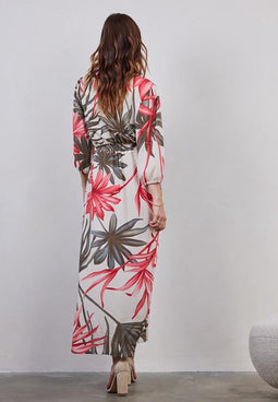 DIDI Dames Dress Dawn in offwhite with Yucca print maat 48