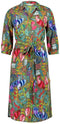 DIDI Dames Longer tunic Wonderful 3/4 sleeve in Aloe green with Bird garden print maat 44