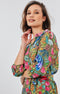 DIDI Dames Longer tunic Wonderful 3/4 sleeve in Aloe green with Bird garden print maat 48