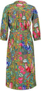 DIDI Dames Longer tunic Wonderful 3/4 sleeve in Aloe green with Bird garden print maat 48
