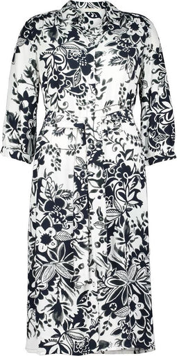 DIDI Dames Longer tunic Wonderful in offwhite with black Centerpiece print maat 40