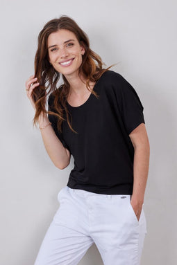 DIDI Dames Loose tee Flow in zwart maat 42