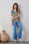 DIDI Dames Loose tee Flow print in aloe green with bird garden print maat 48