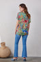 DIDI Dames Loose tee Flow print in aloe green with bird garden print maat 36