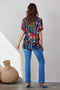 DIDI Dames Loose tee Flow print in dark blue with Bird garden print maat 38