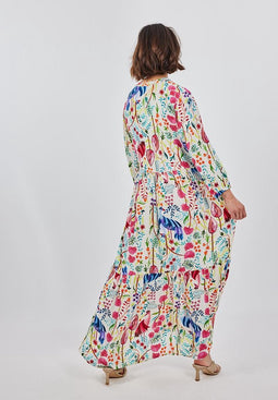 DIDI Dames Maxi dress Melody in offwhite with bird garden print maat 42