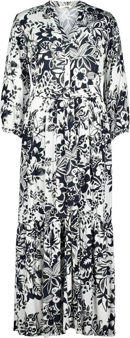 DIDI Dames Maxi dress Melody in offwhite with black Centerpiece print maat 44