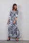 DIDI Dames Maxi dress Melody in offwhite with black Centerpiece print maat 40