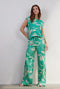DIDI Dames Sleeveless tee Golden in Green with Island print maat 38