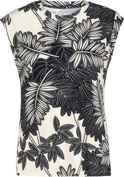 DIDI Dames Sleeveless tee Golden in offwhite with Floret print. maat 38