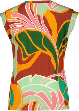 DIDI Dames Sleeveless tee Golden in offwhite with Seasons print maat 42