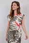 DIDI Dames Sleeveless tee Golden in offwhite with Yucca print maat 46