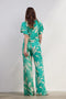 DIDI Dames V-neck top Jeska in green with Island print maat 38