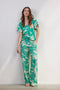 DIDI Dames V-neck top Jeska in green with Island print maat 46