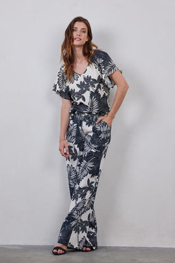 DIDI Dames V-neck top Jeska in offwhite with Floret print. maat 44