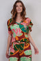 DIDI Dames V-neck top Jeska in offwhite with Seasons print maat 38