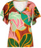 DIDI Dames V-neck top Jeska in offwhite with Seasons print maat 40