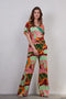 DIDI Dames V-neck top Jeska in offwhite with Seasons print maat 46